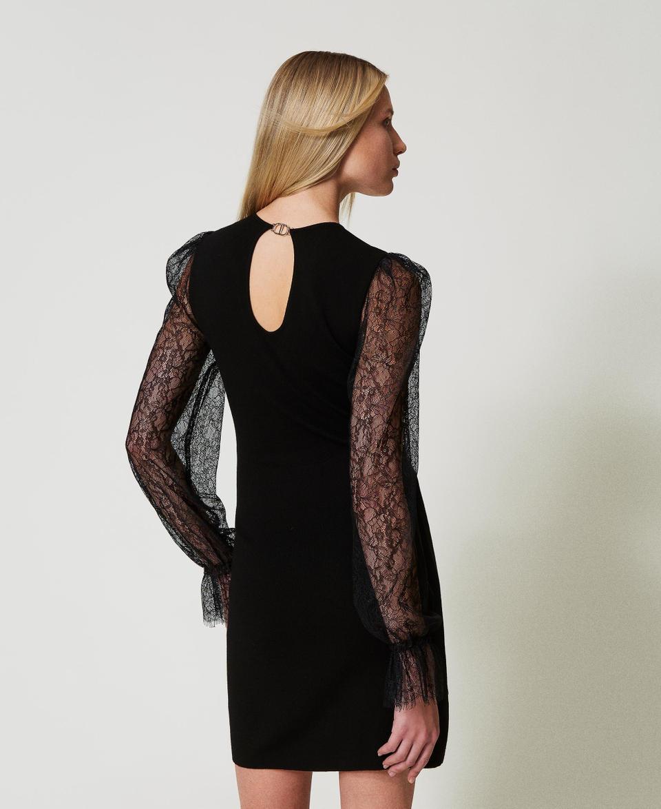 Twin Set Abito corto in maglia con pizzo Online
