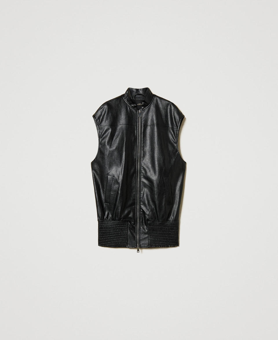 Twin Set Gilet lungo effetto pelle Saldi