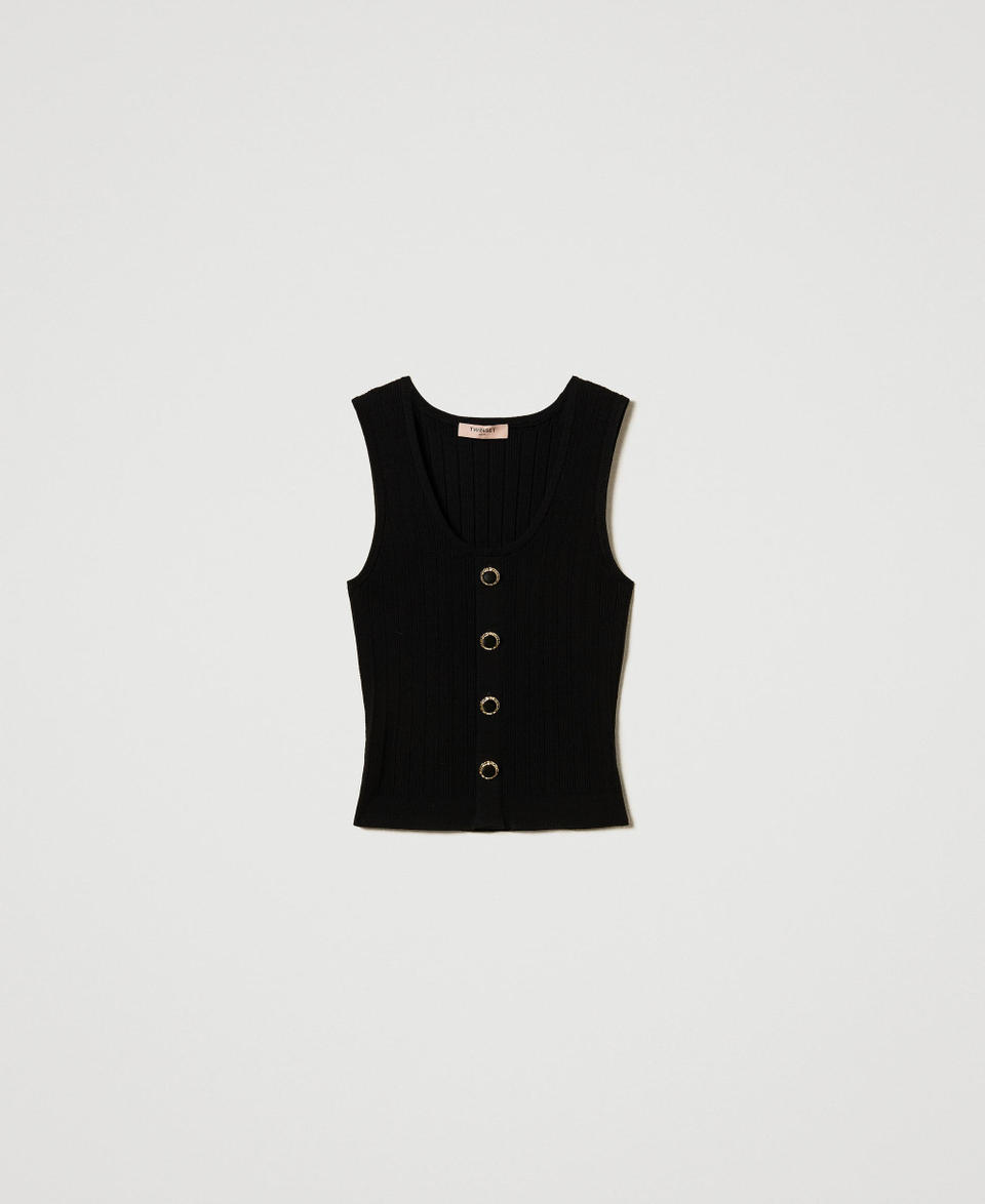 Twin Set Top in maglia con bottoni décor Vendita Calda