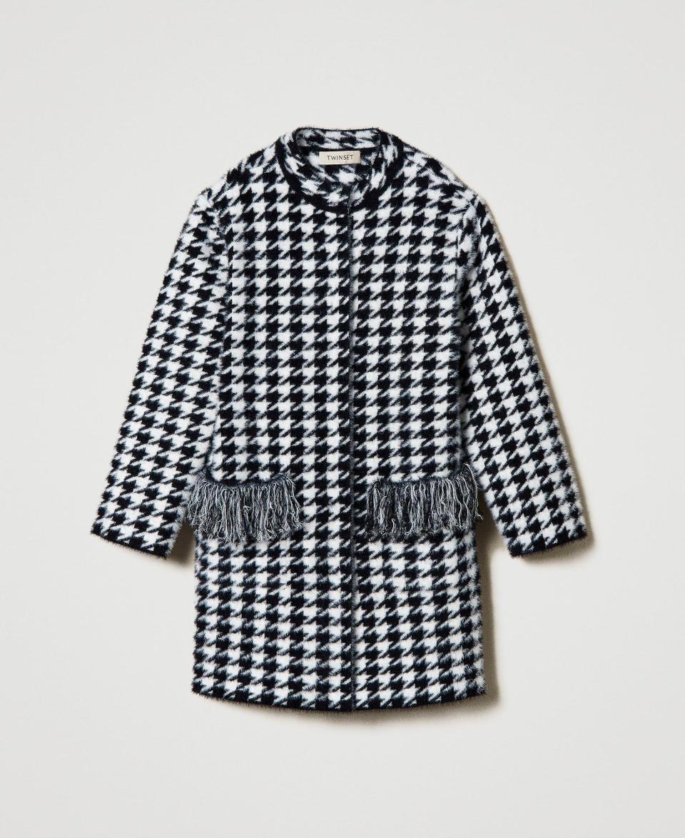 Twin Set Cappotto in maglia jacquard pied de poule In Linea
