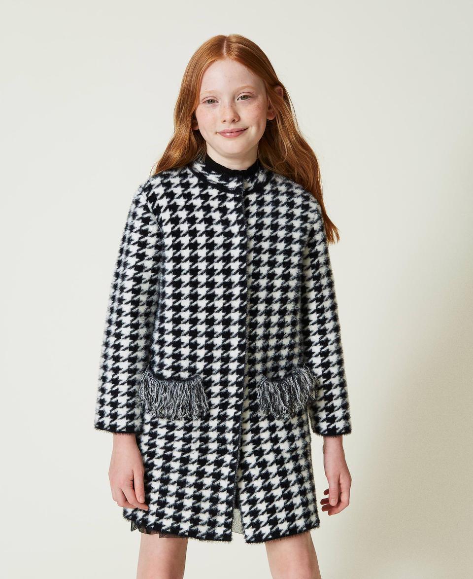 Twin Set Cappotto in maglia jacquard pied de poule In Linea