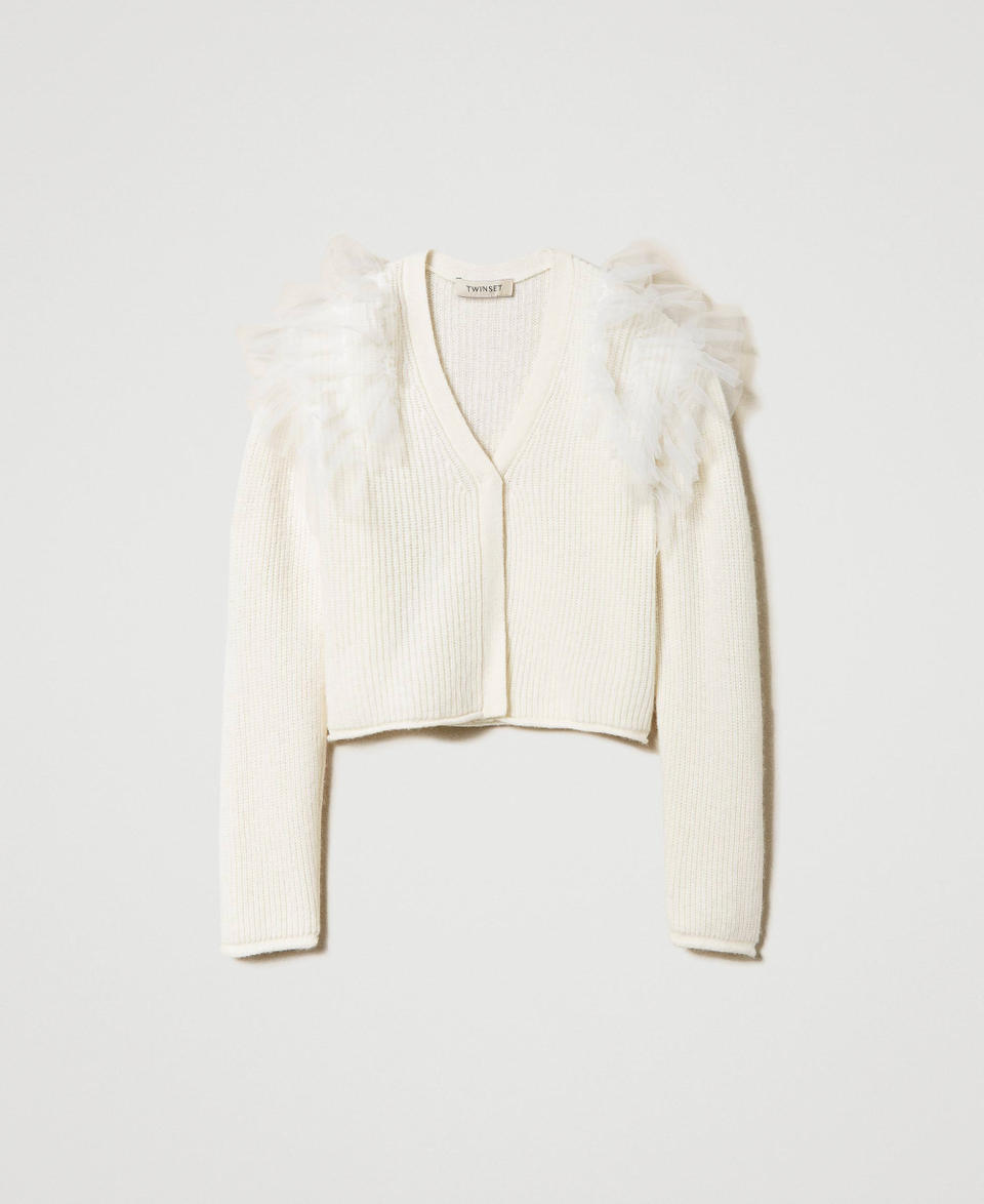 Twin Set Cardigan regular con balze in tulle Nuovo