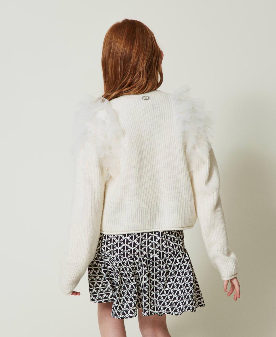Twin Set Cardigan regular con balze in tulle Nuovo