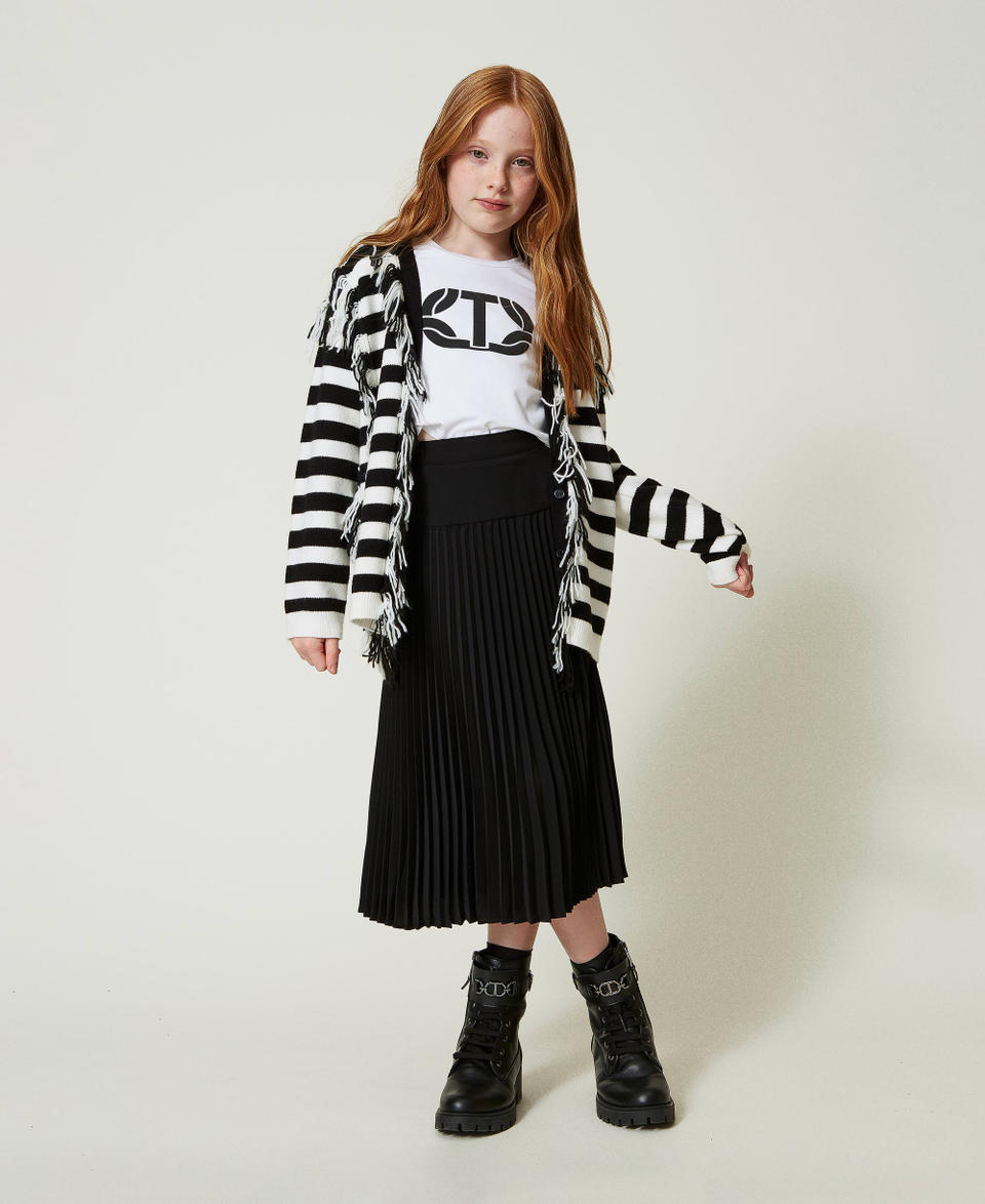 Twin Set Maxi cardigan in maglia a righe con frange Pezzi Unici