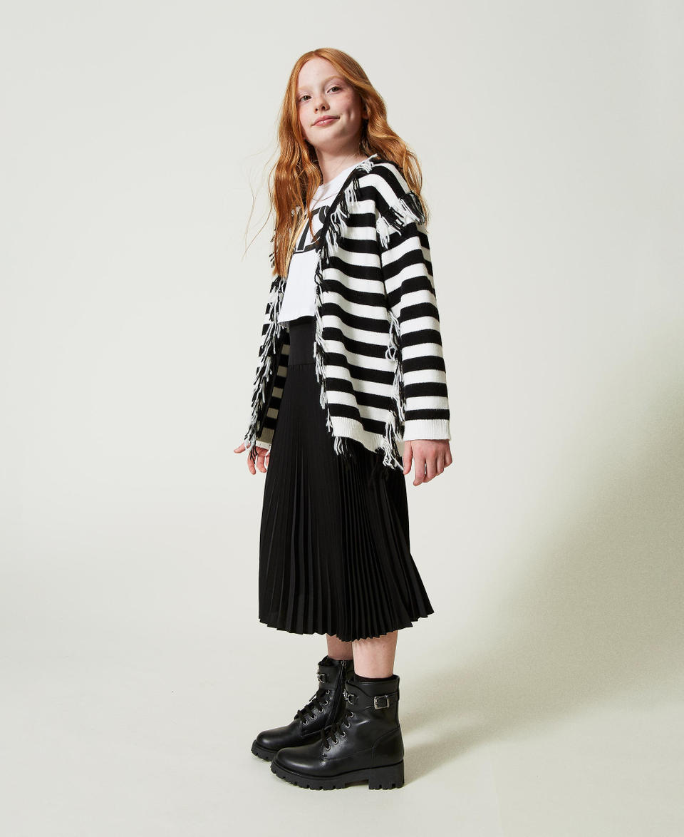 Twin Set Maxi cardigan in maglia a righe con frange Pezzi Unici