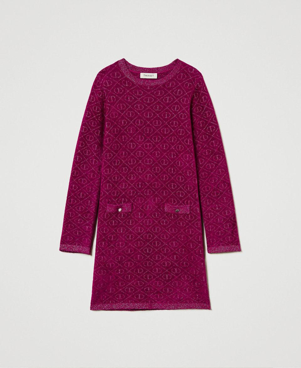 Twin Set Abito corto in maglia jacquard con Oval T Promozione Limitata