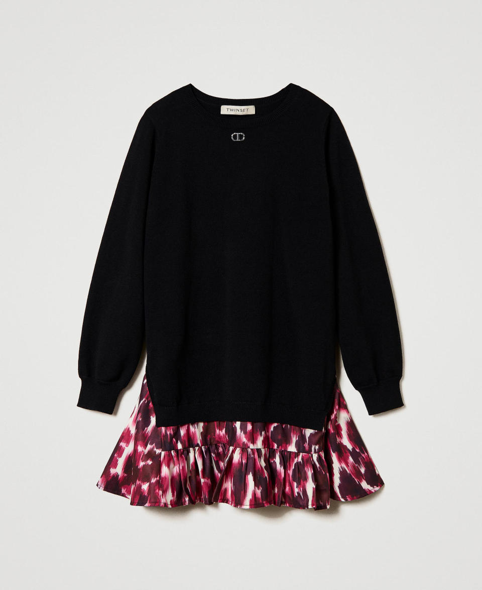 Twin Set Abito corto in maglia con inserto stampato Shopping Online