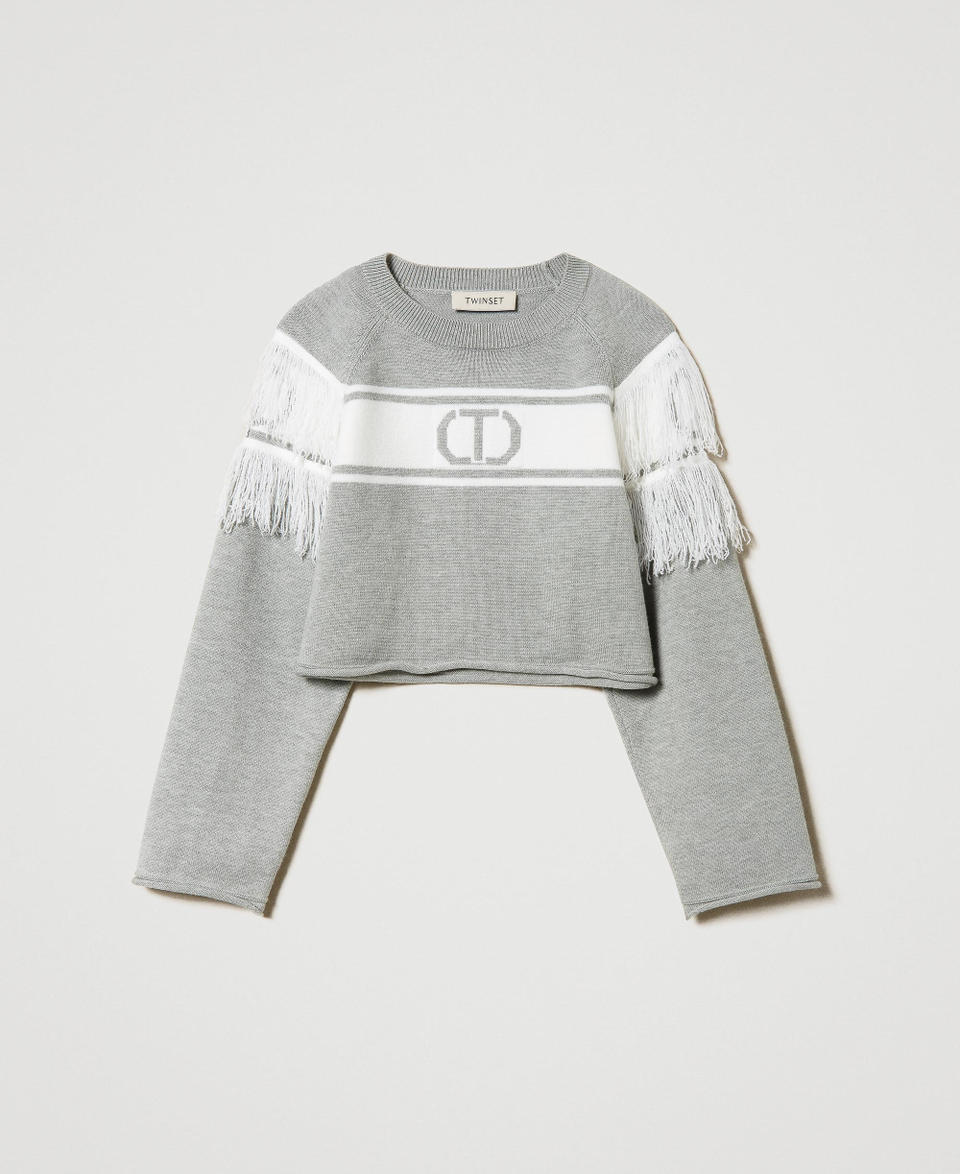 Twin Set Maglia con Oval T jacquard e frange Offerte