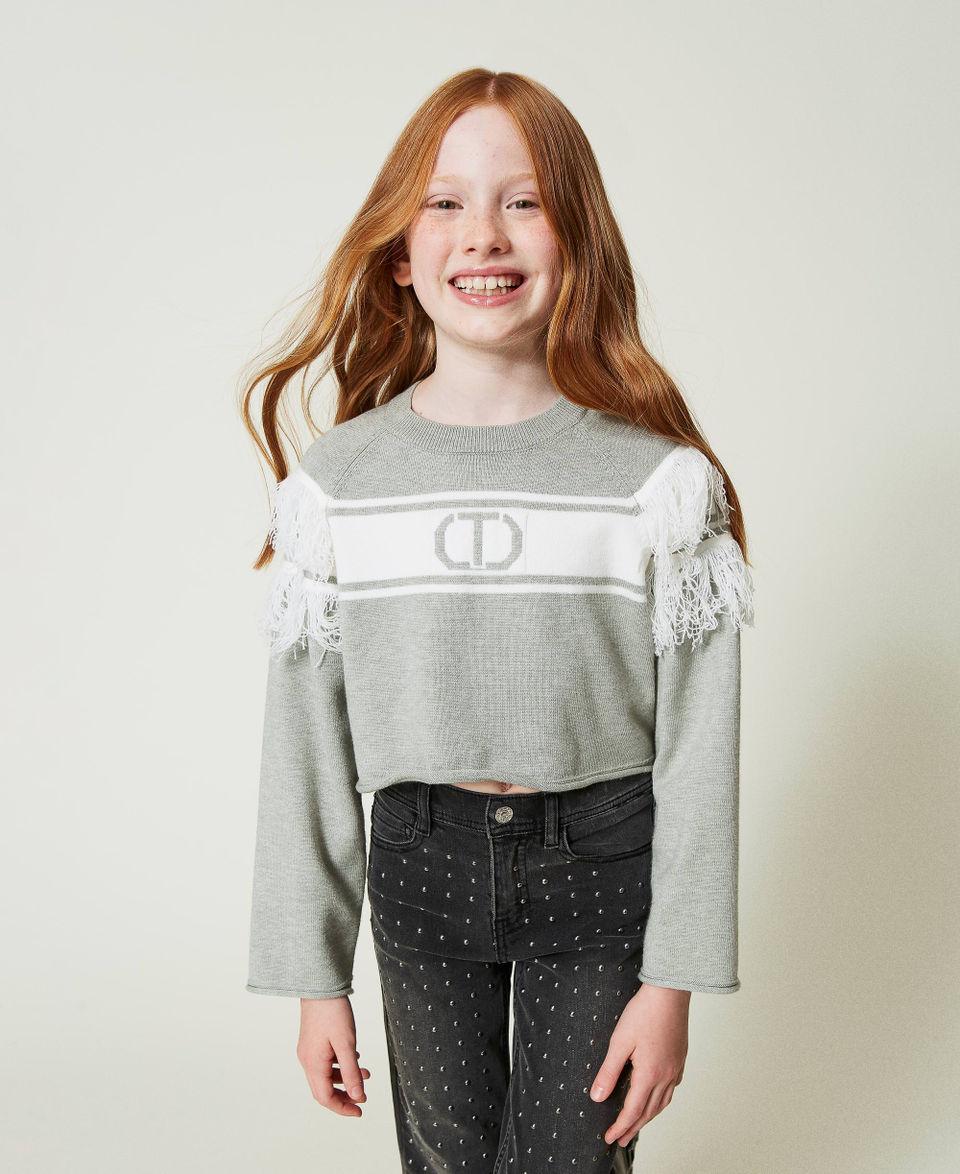 Twin Set Maglia con Oval T jacquard e frange Offerte