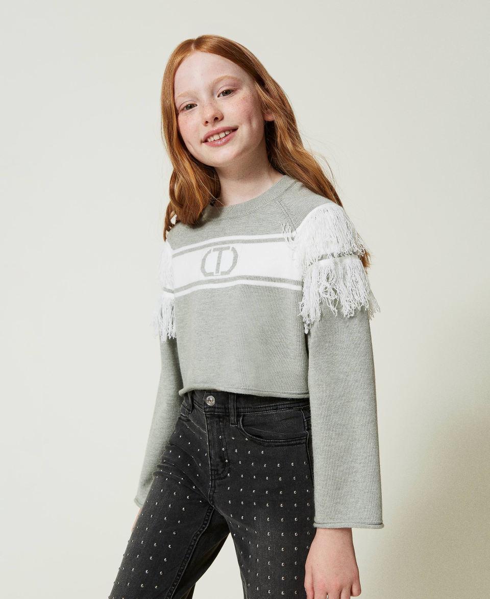 Twin Set Maglia con Oval T jacquard e frange Offerte