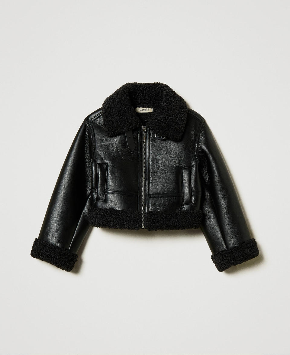 Twin Set Giacca aviatore con faux fur Vendita Calda