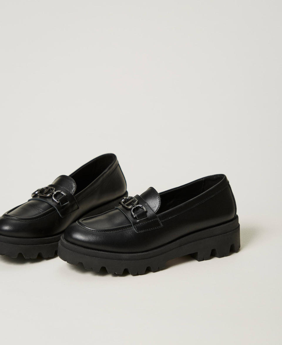 Twin Set Mocassini in pelle con Oval T Vendite Flash