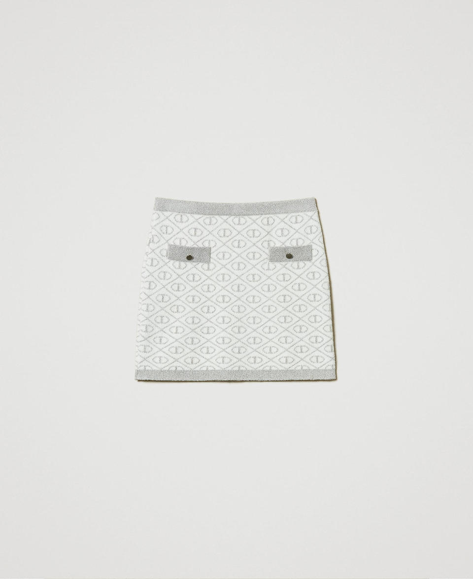 Twin Set Gonna corta in maglia jacquard con Oval T 2025
