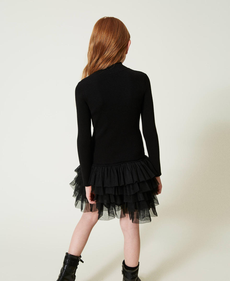 Twin Set Abito in maglia a costine con tulle Qualità