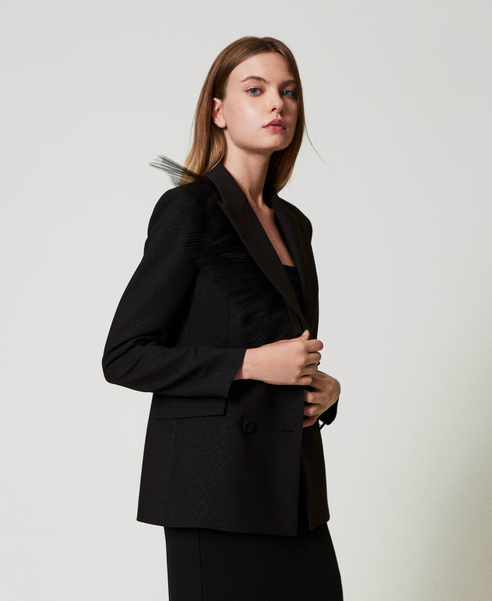 Twin Set Giacca blazer con volant in tulle Sconto