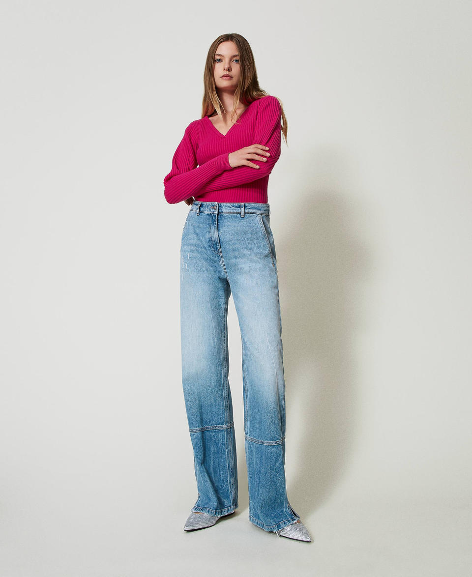 Twin Set Jeans wide leg con tagli Vendita Economica