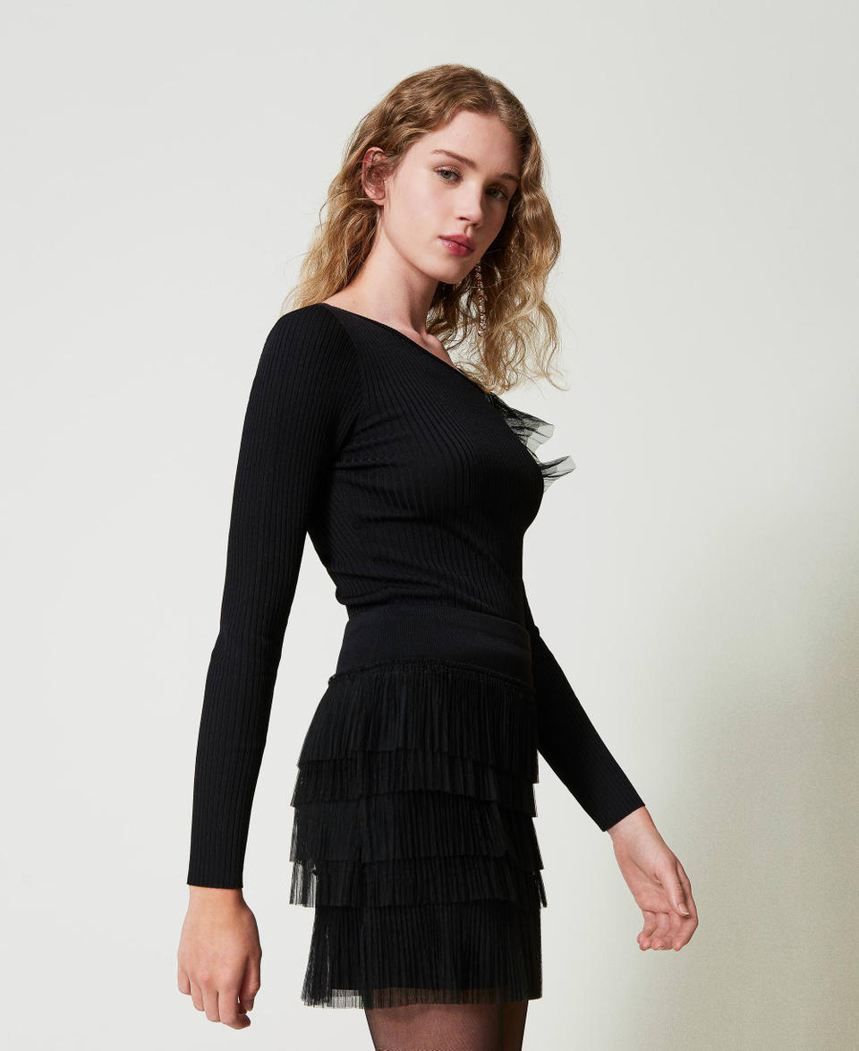 Twin Set Maglia fitted con cut-out e tulle Negozio