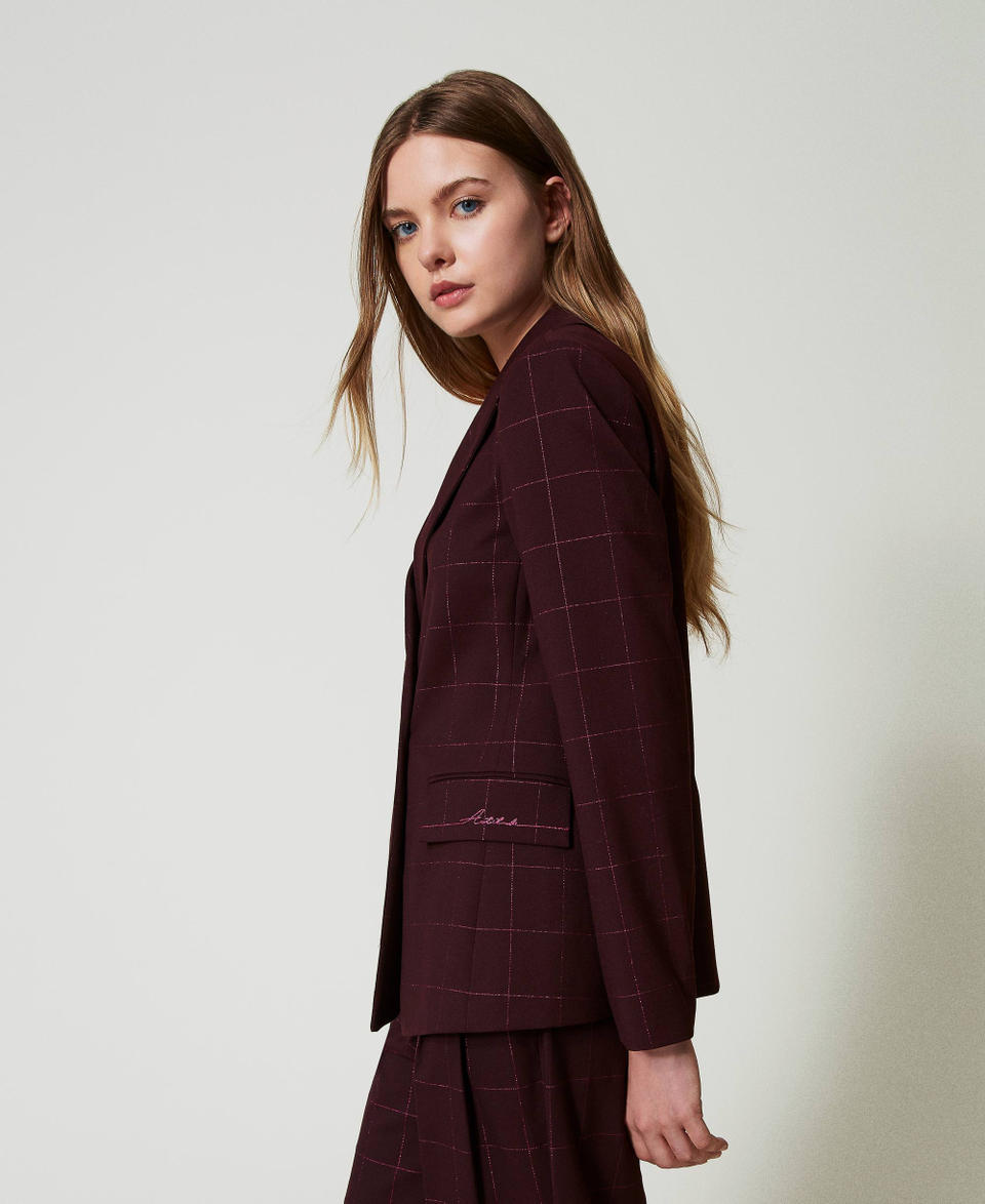 Twin Set Giacca blazer check con lurex In Saldo