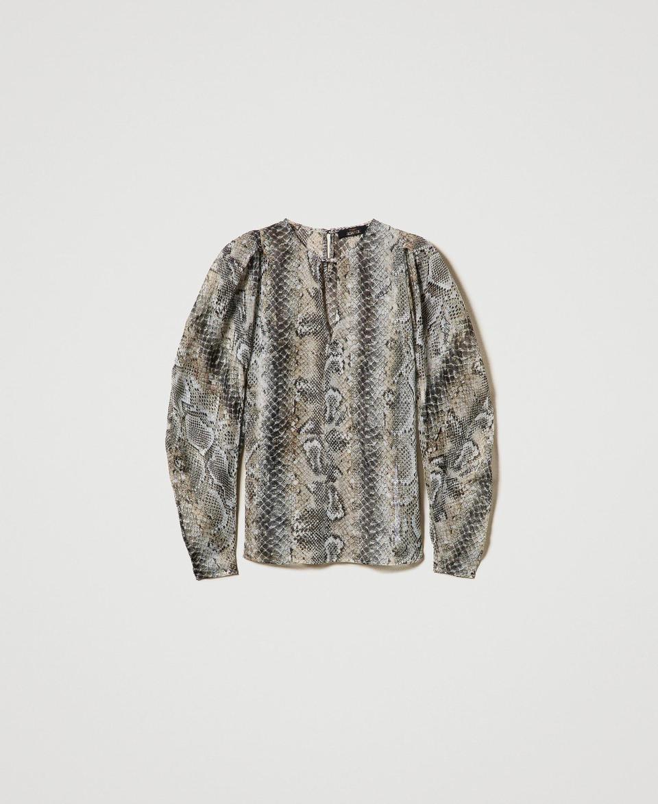 Twin Set Blusa in creponne con stampa snake Italia