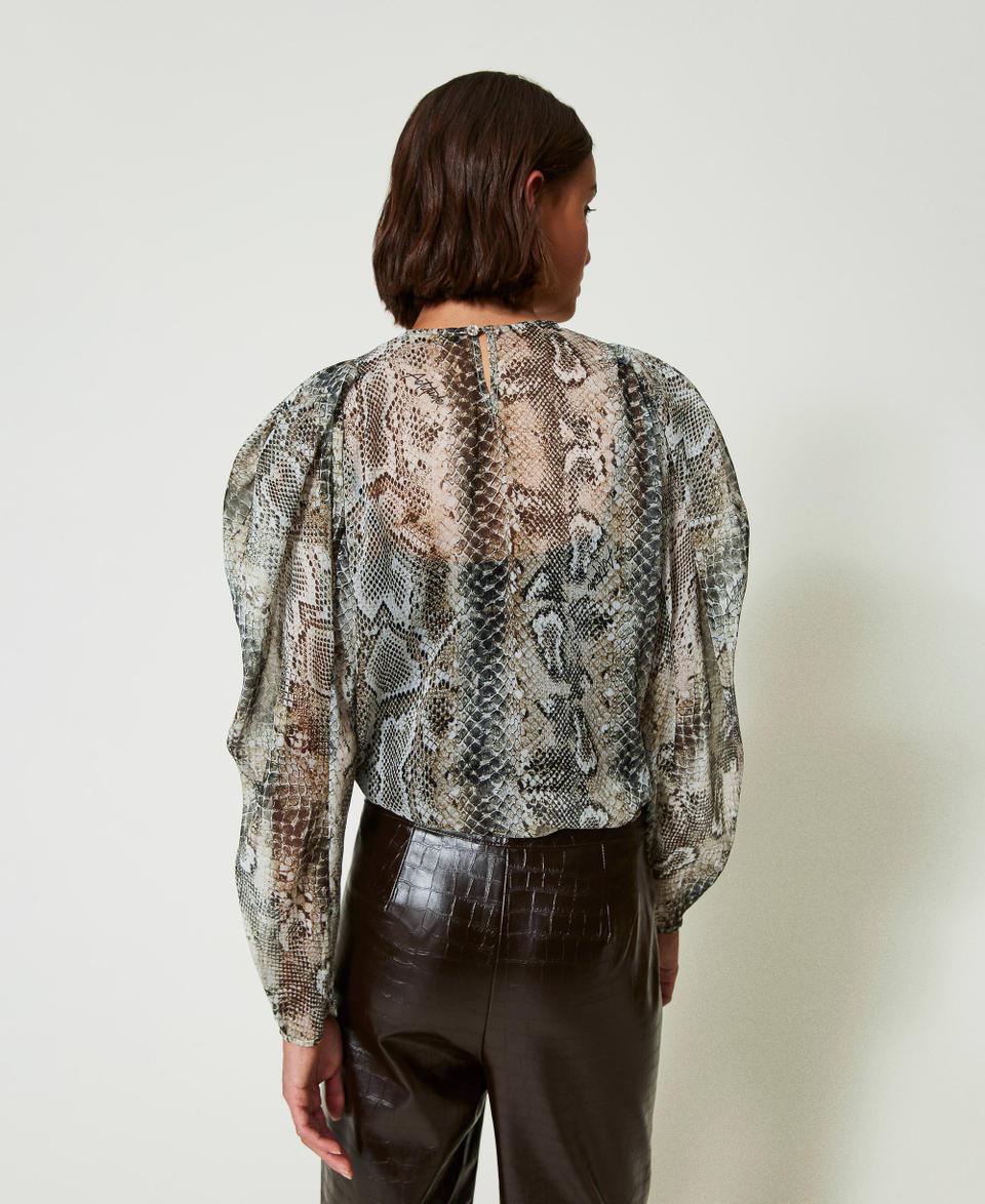 Twin Set Blusa in creponne con stampa snake Italia