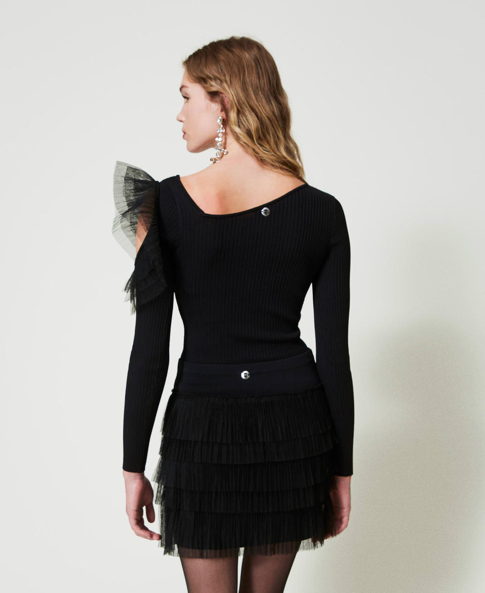 Twin Set Minigonna in maglia con balze in tulle 2025