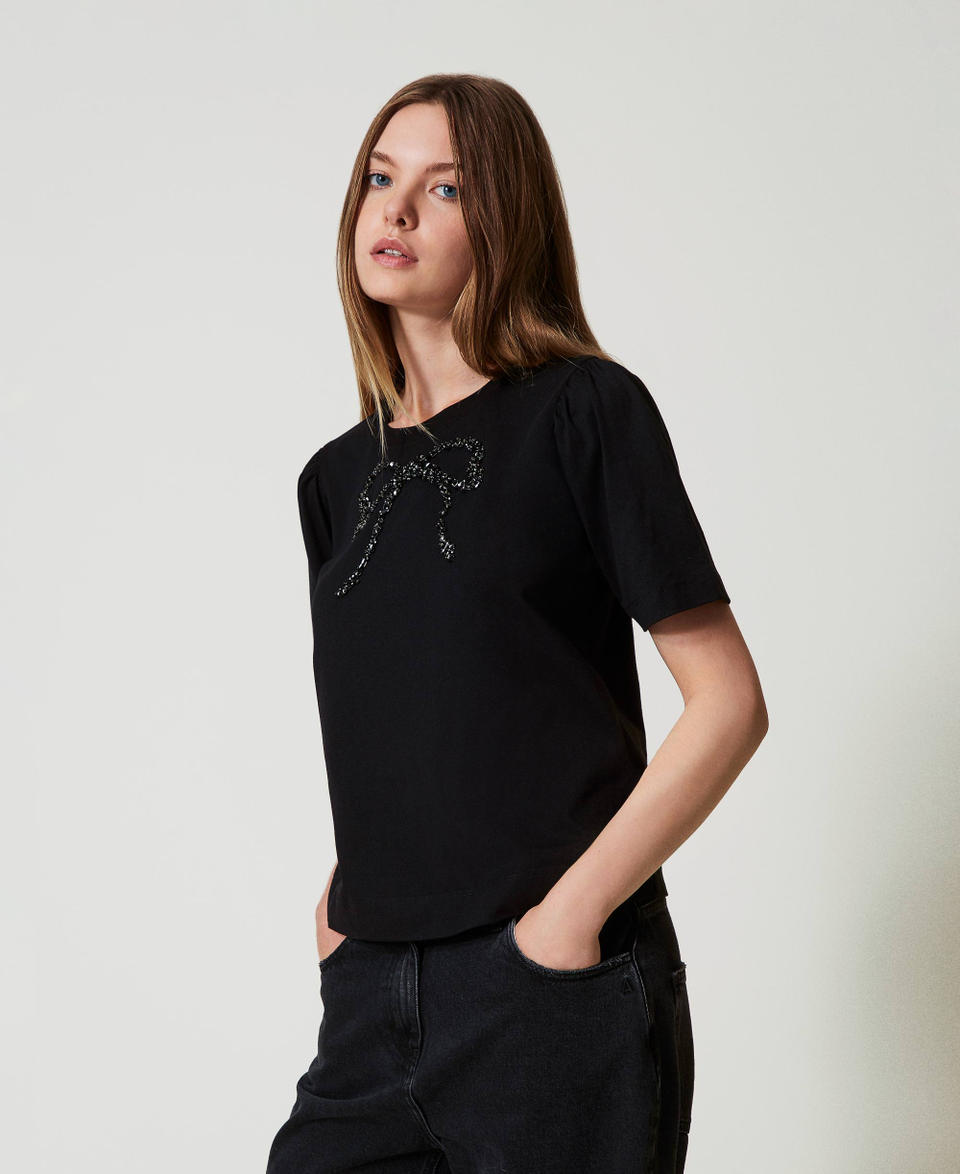 Twin Set T-shirt con ricamo a fiocco Shopping Online