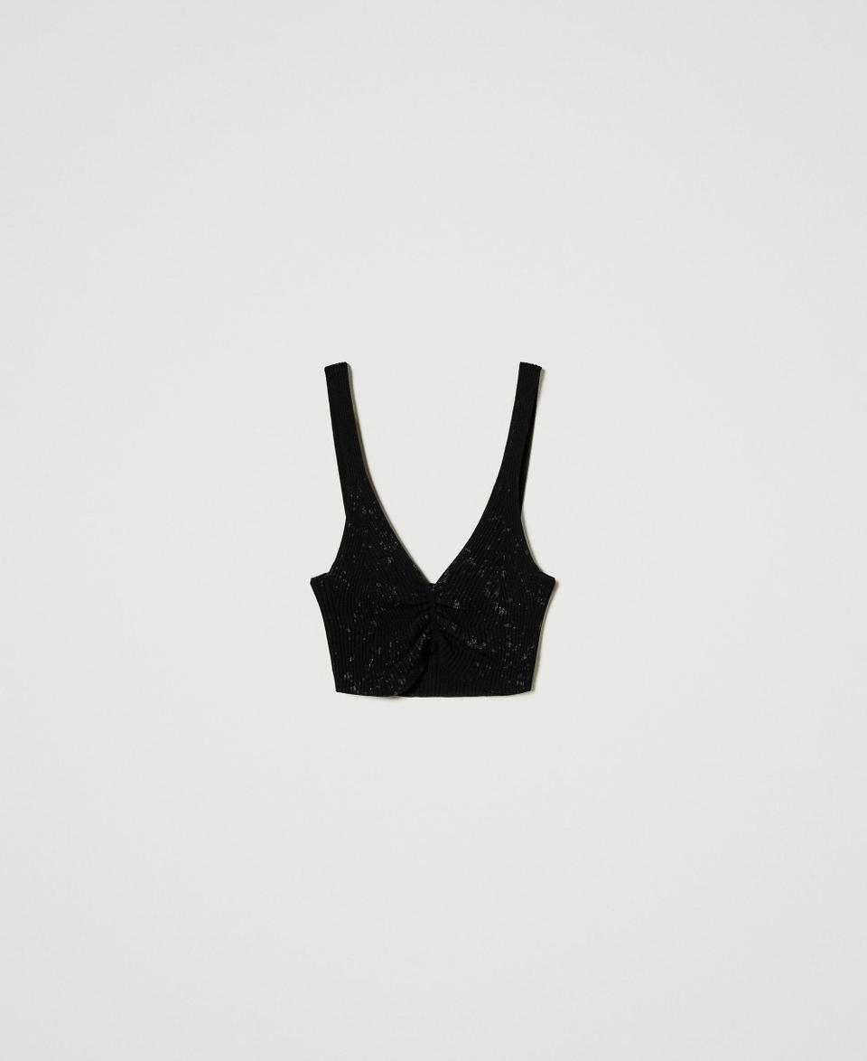 Twin Set Top MYFO in maglia con stampa glitter Online