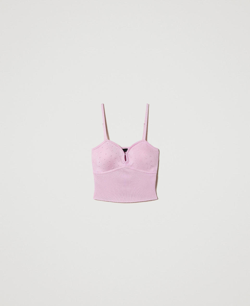 Twin Set Top in filato riciclato con perline Outlet