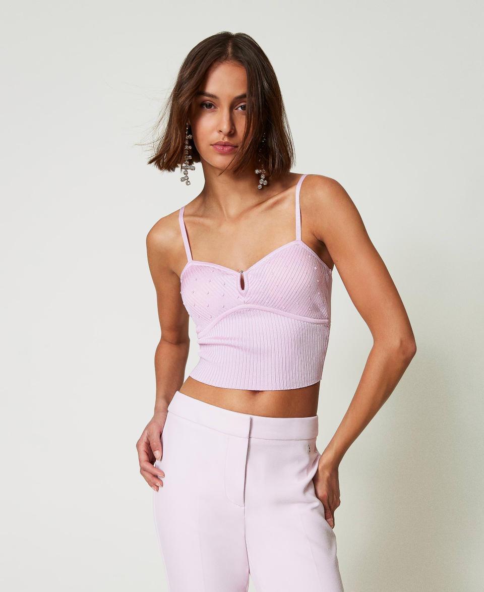 Twin Set Top in filato riciclato con perline Outlet