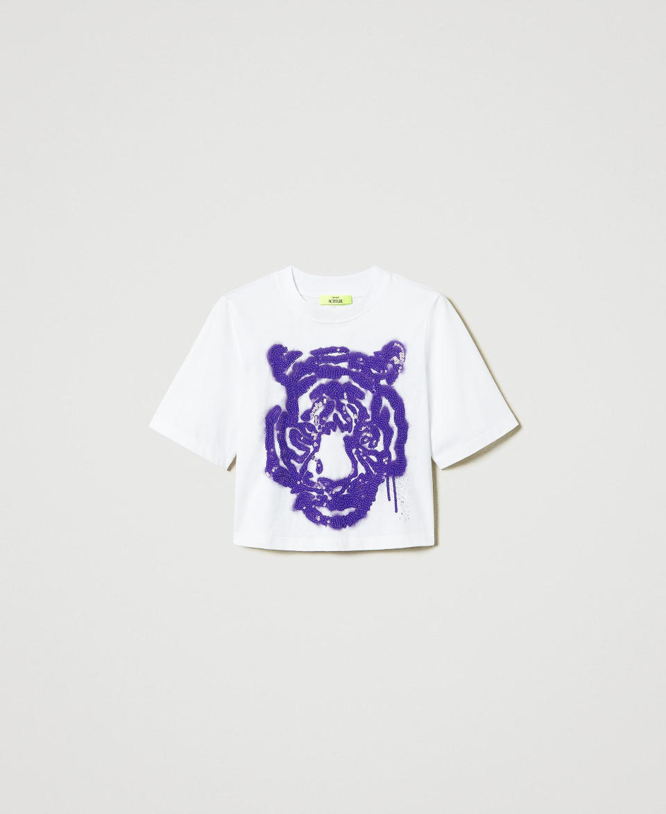 Twin Set T-shirt boxy MYFO con stampa e paillettes Vendite Flash