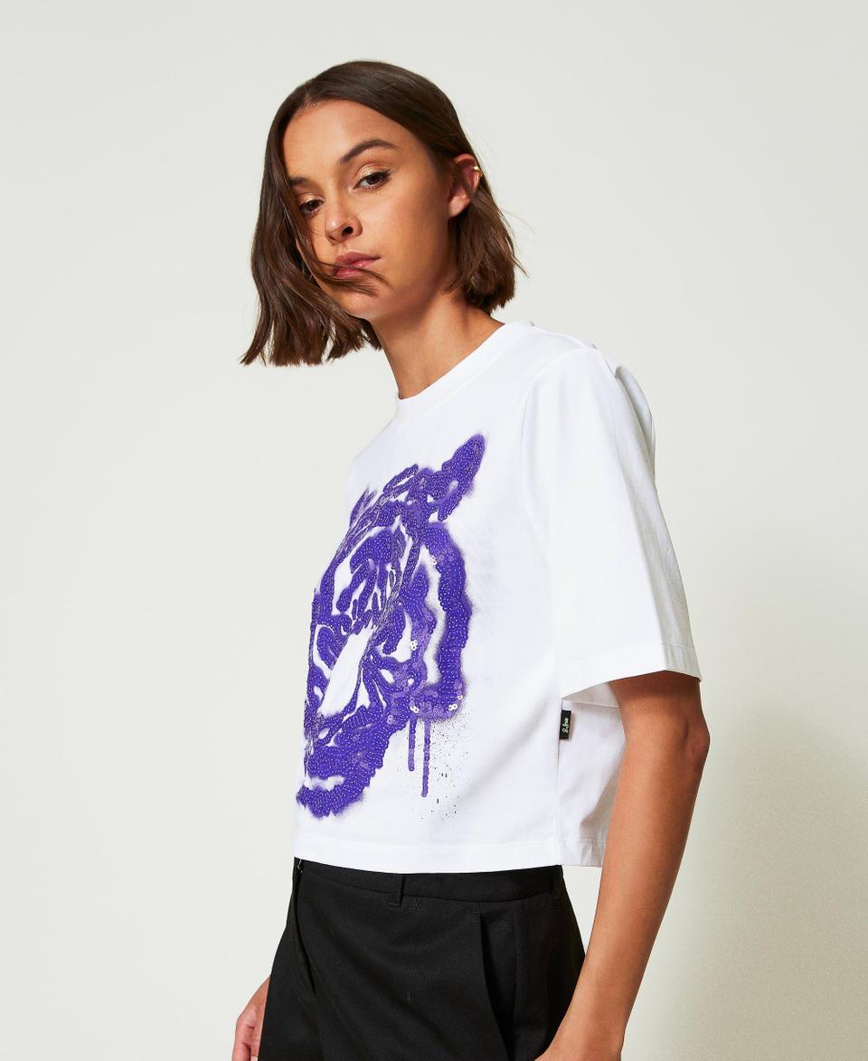 Twin Set T-shirt boxy MYFO con stampa e paillettes Vendite Flash