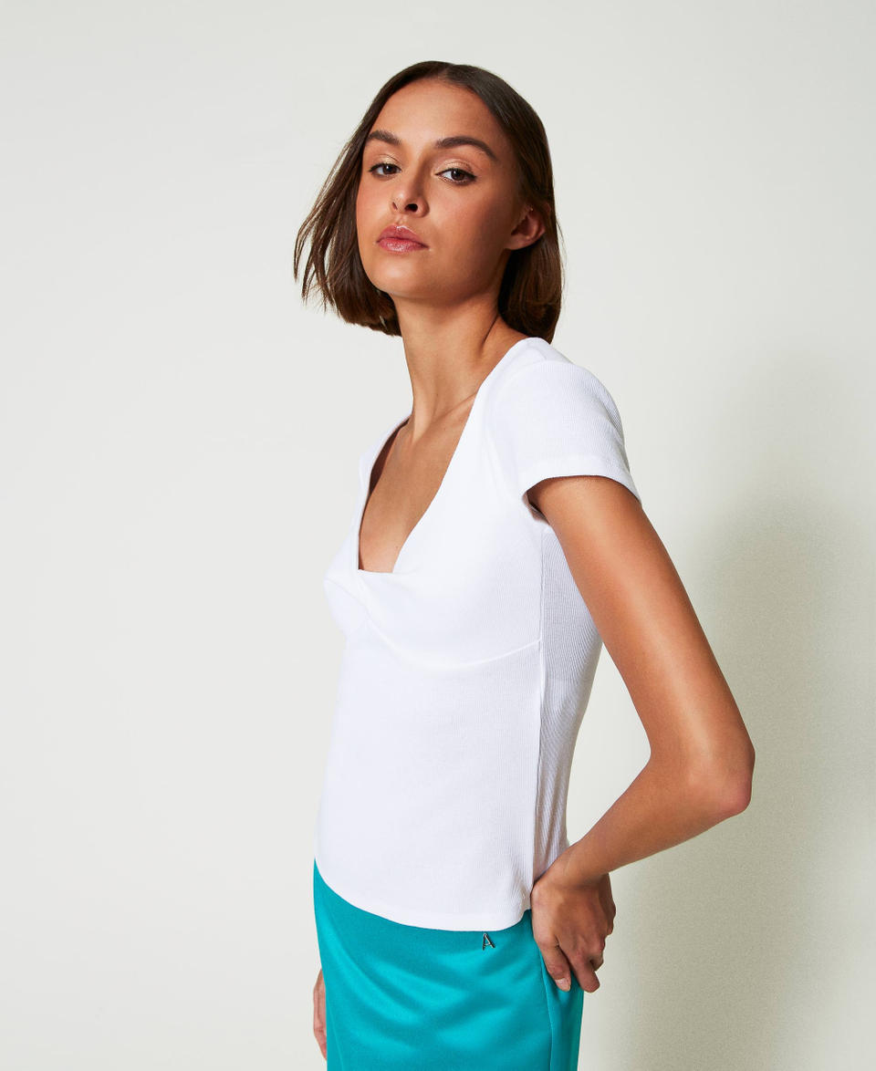 Twin Set T-shirt a costine con nodo Nuova
