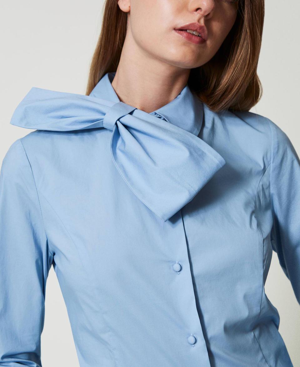 Twin Set Camicia in popeline con fiocco Comprare a buon mercato