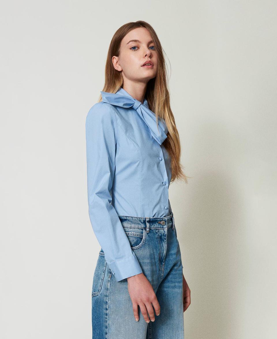 Twin Set Camicia in popeline con fiocco Comprare a buon mercato