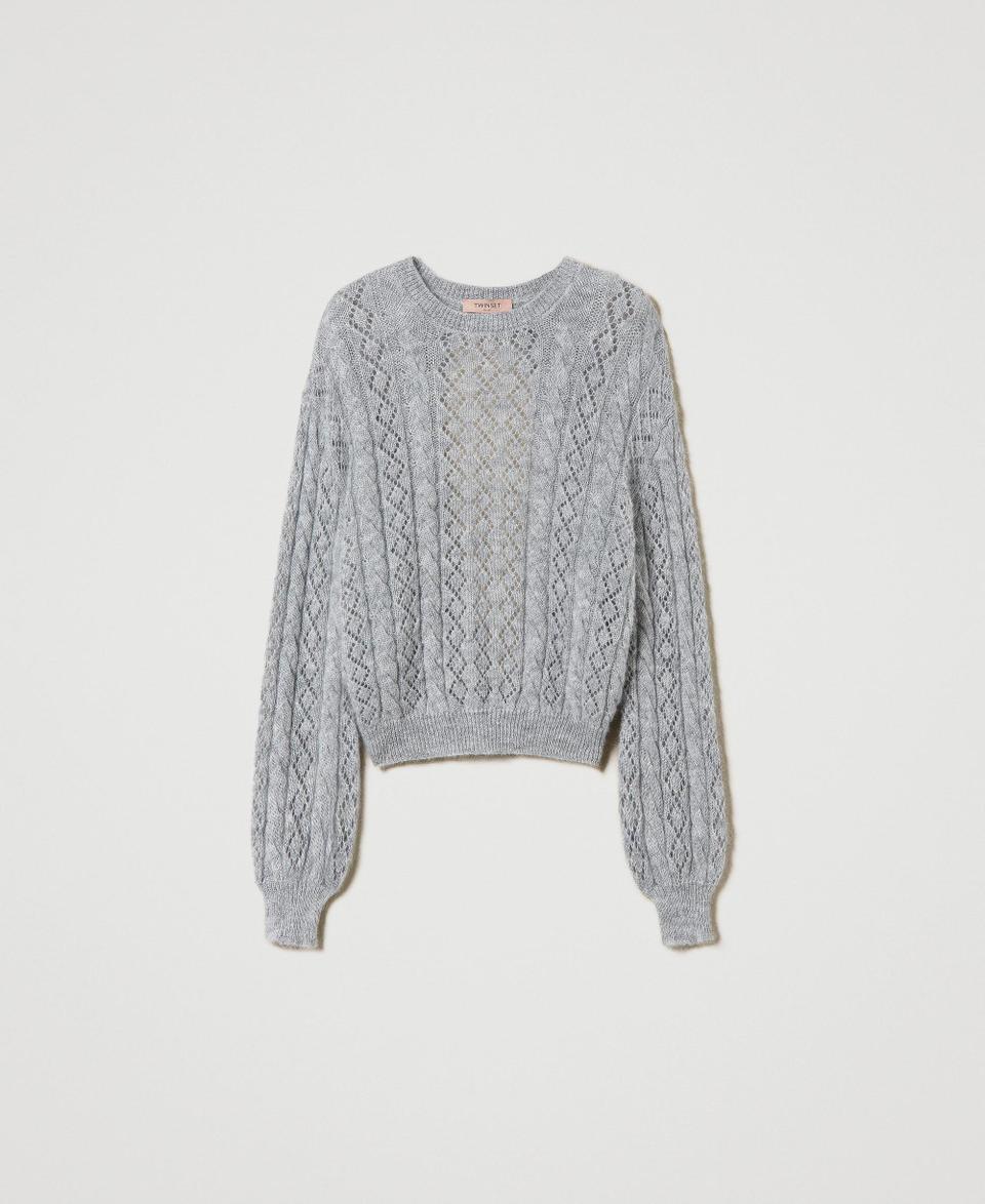 Twin Set Maglia in misto mohair con trecce e oblò Smaltimento dello stoccaggio