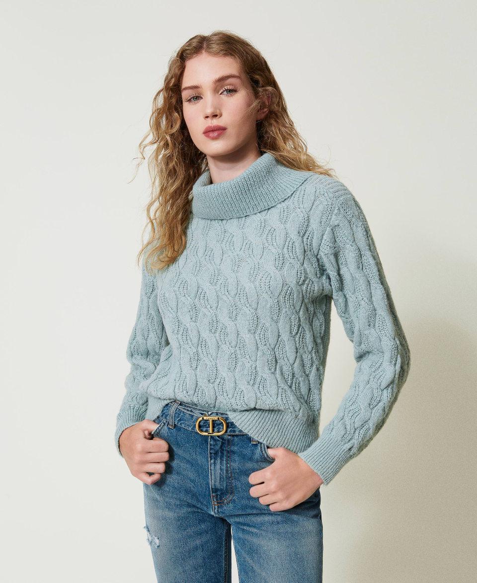 Twin Set Maglia con trecce e maxi collo Latest fashion