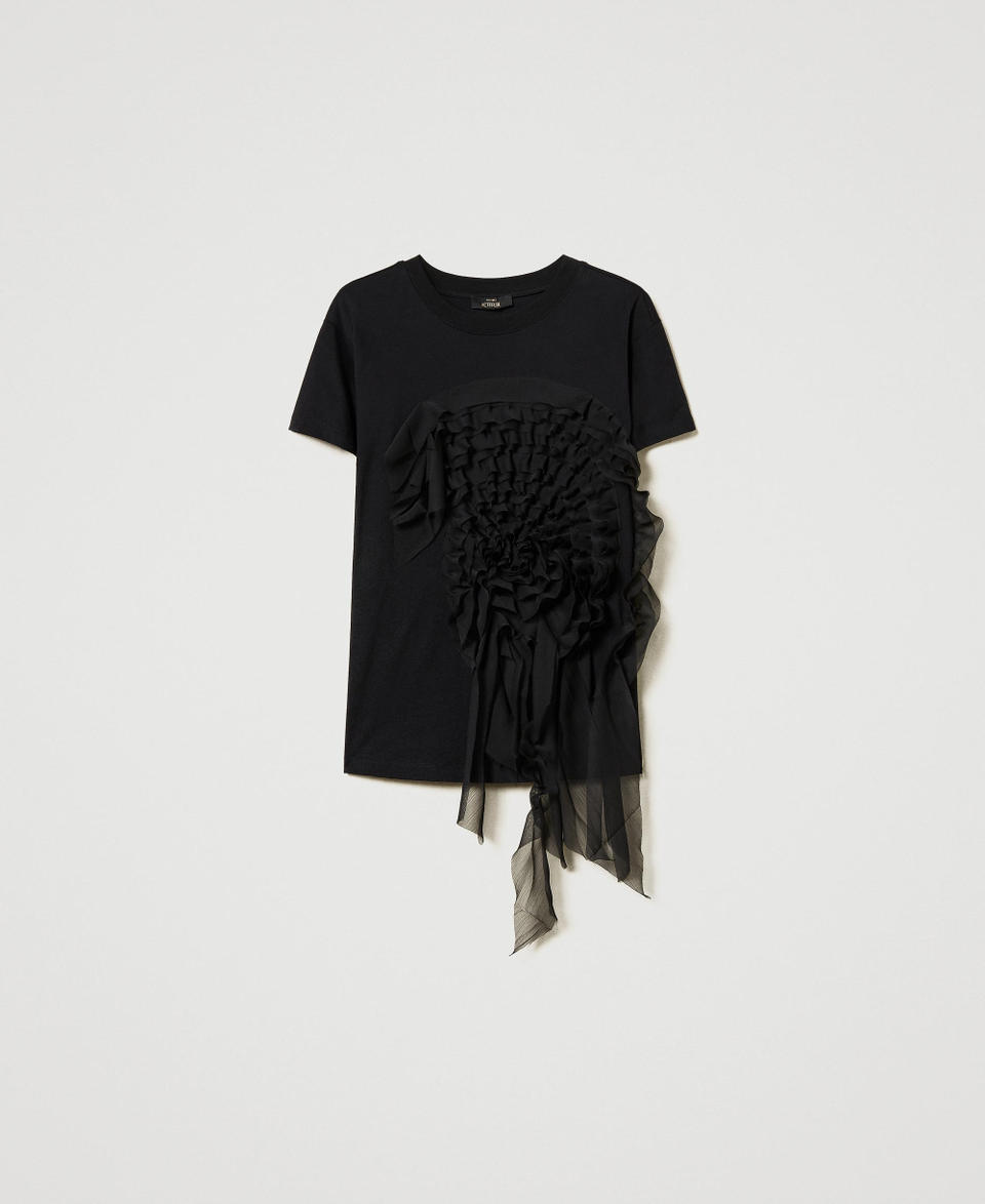 Twin Set T-shirt con volant in creponne Offerte esclusive