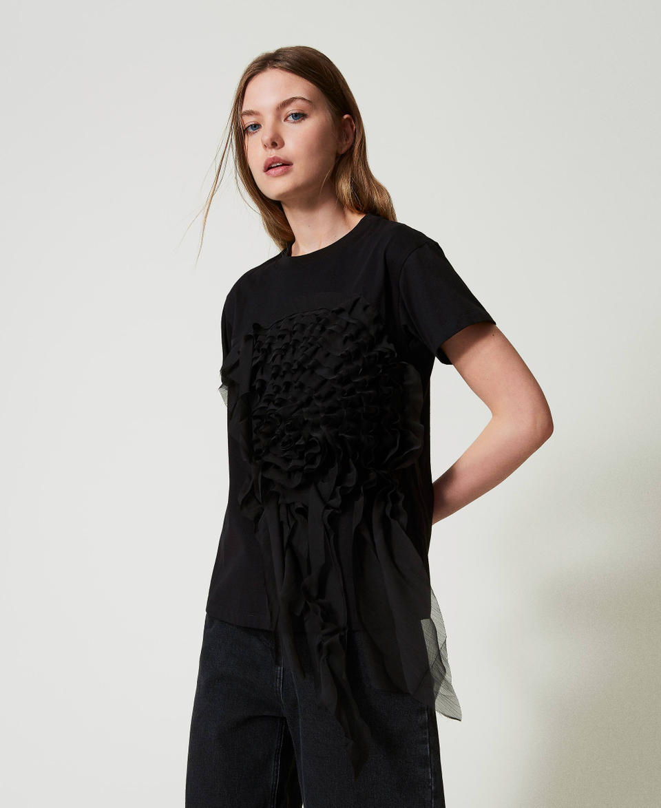 Twin Set T-shirt con volant in creponne Offerte esclusive