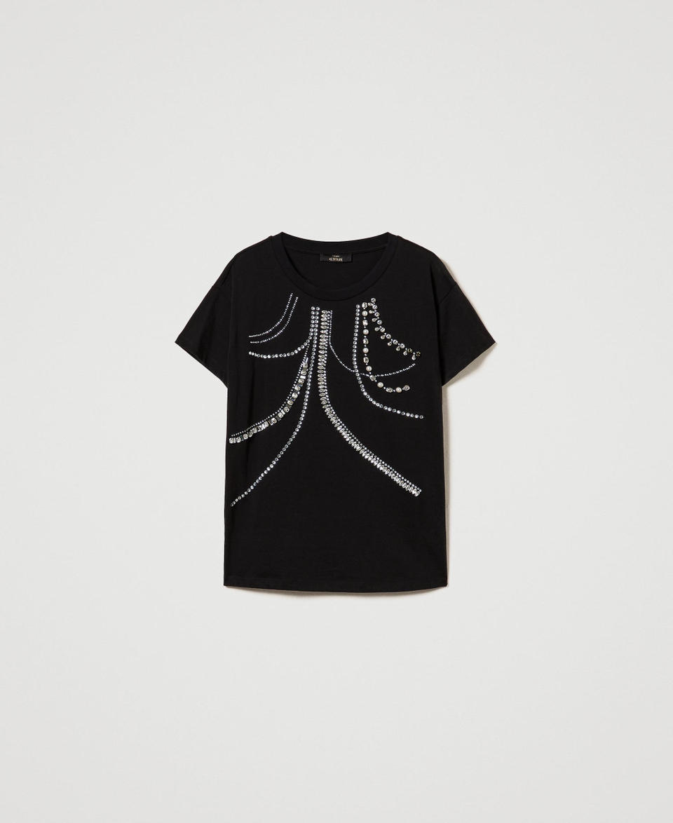 Twin Set T-shirt con ricami e perle Lightning offer