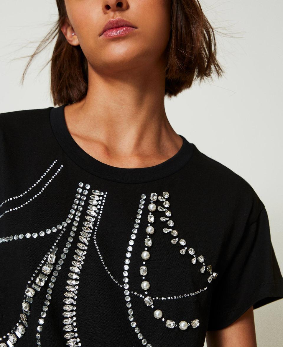 Twin Set T-shirt con ricami e perle Lightning offer