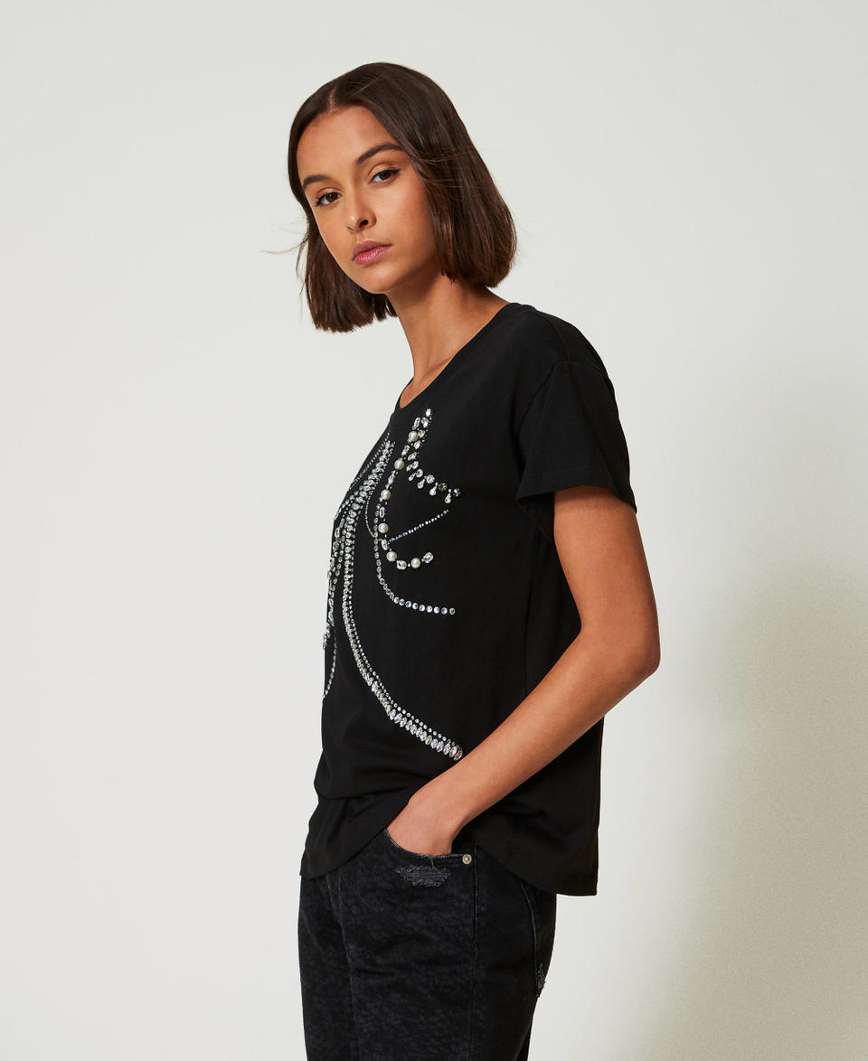 Twin Set T-shirt con ricami e perle Lightning offer