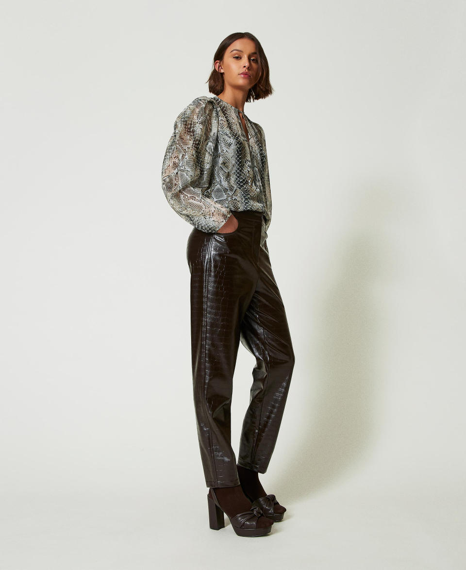 Twin Set Pantaloni barrel fit con stampa animalier Offerte stagionali
