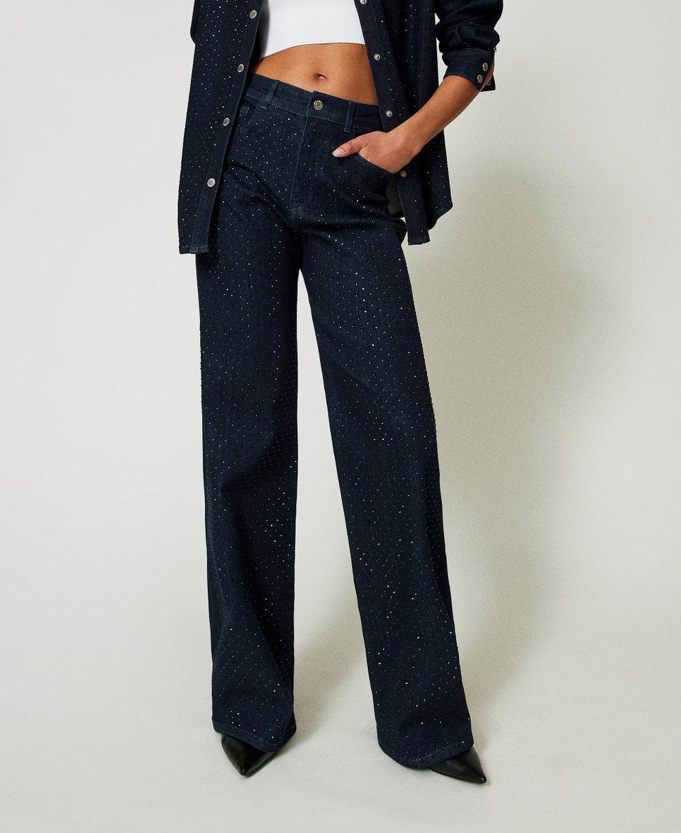 Twin Set Jeans wide leg in full strass Comprane uno, ottenene uno gratis