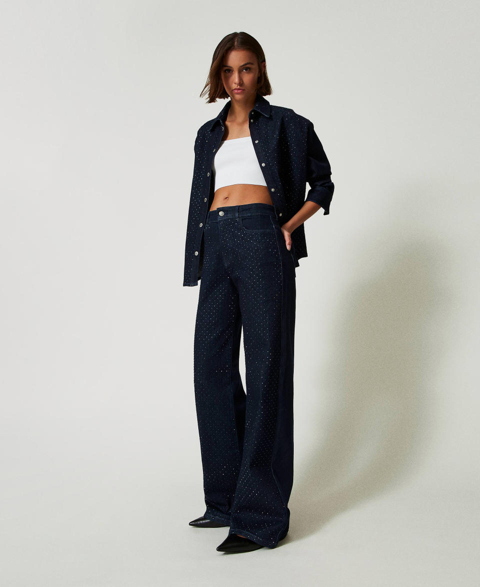 Twin Set Jeans wide leg in full strass Comprane uno, ottenene uno gratis