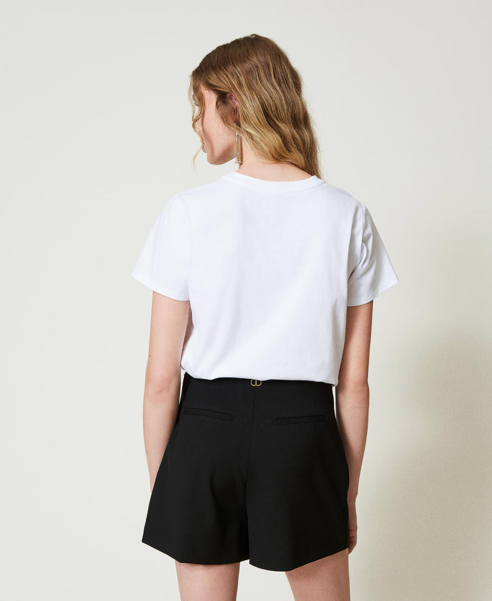 Twin Set T-shirt con ricamo logo e giaguaro Fino al 50% di sconto