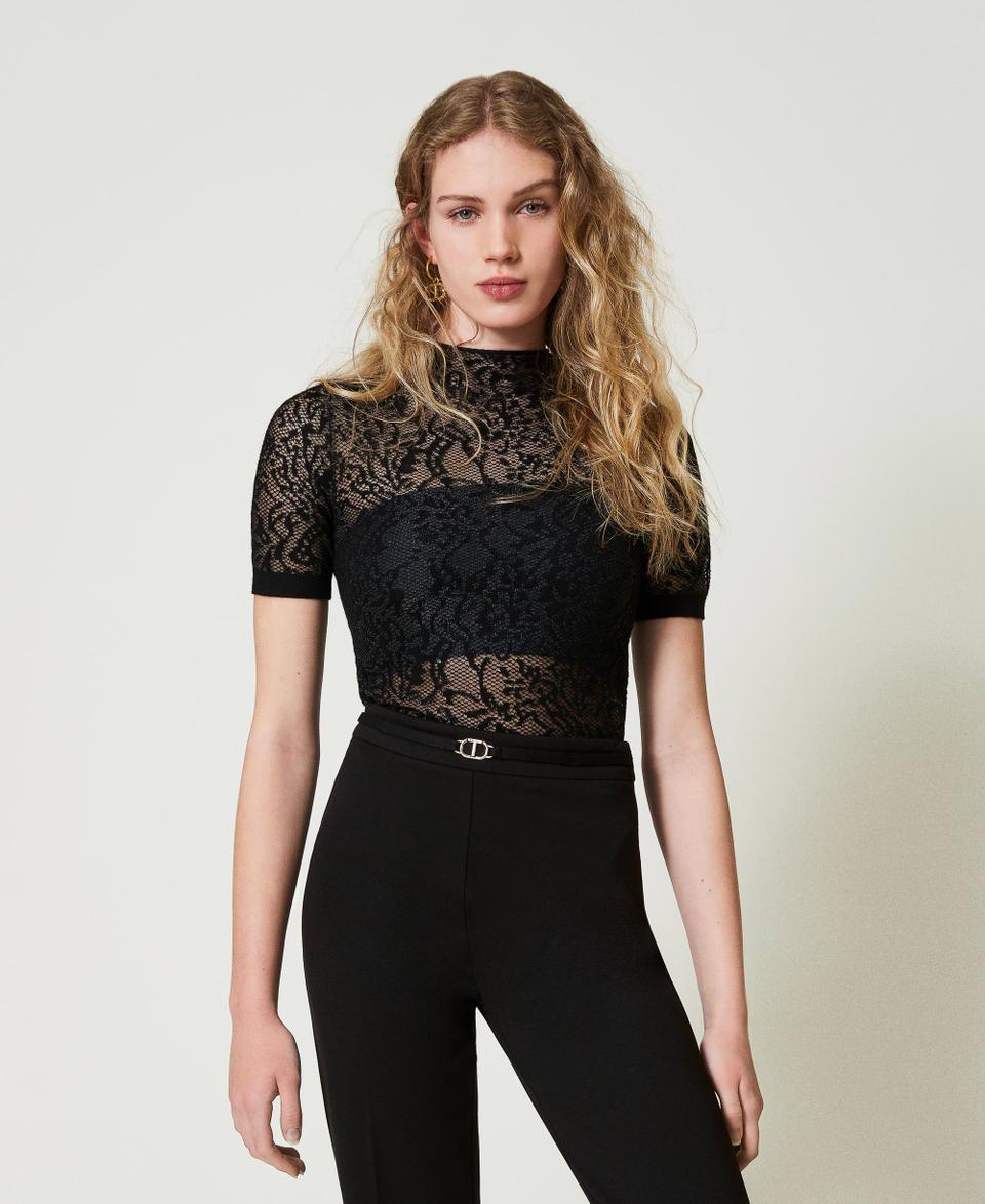 Twin Set Maglia lupetto jacquard effetto pizzo Fino al 60% di sconto