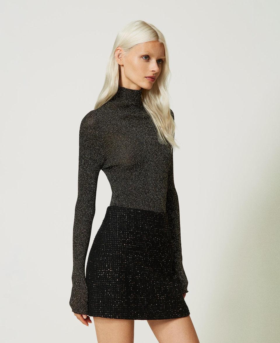 Twin Set Maglia lupetto in lurex a coste Trasporto libero internazionale