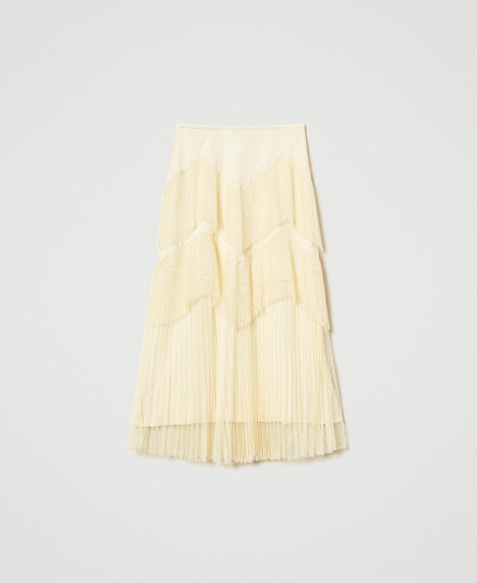 Twin Set Gonna lunga in tulle con balze plissé Black Friday Prezzi