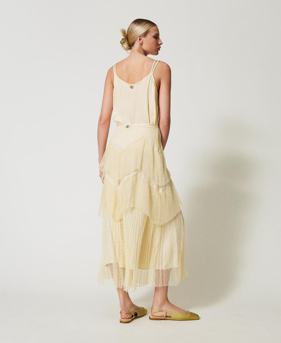 Twin Set Gonna lunga in tulle con balze plissé Black Friday Prezzi