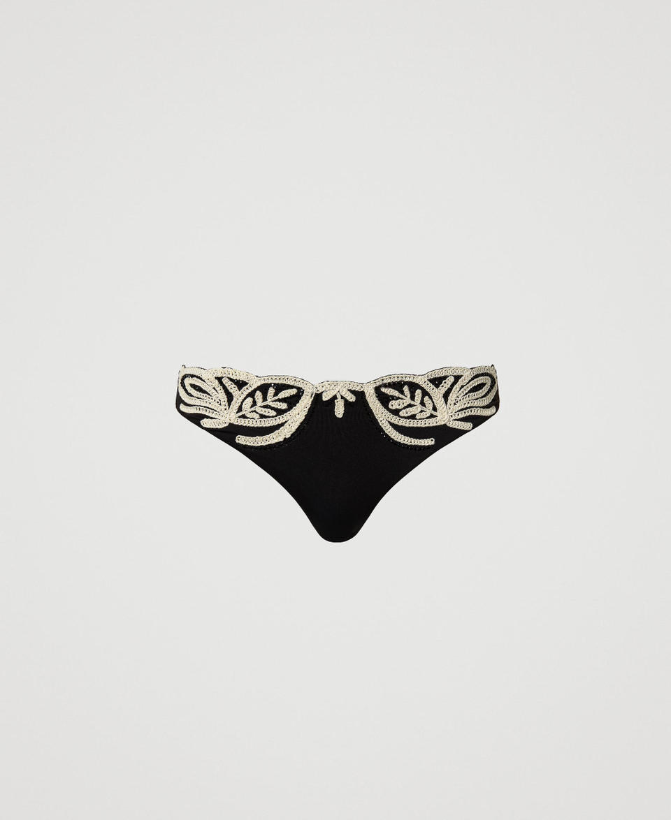 Twin Set Brasiliana da bagno con ricamo e strass Nuovo